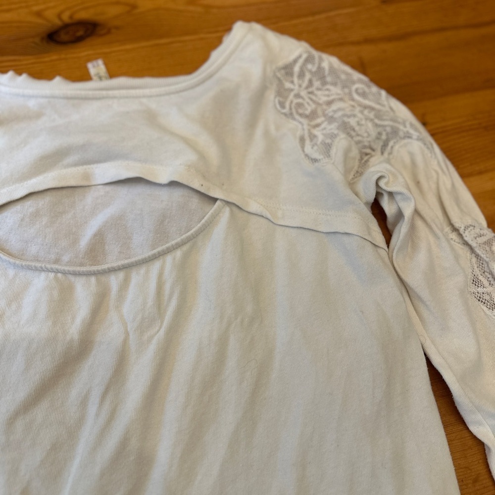 FREE PEOPLE Grandpa Jersey Outer Sunset Top in Ivory Lace women - S - Picture 5 of 11